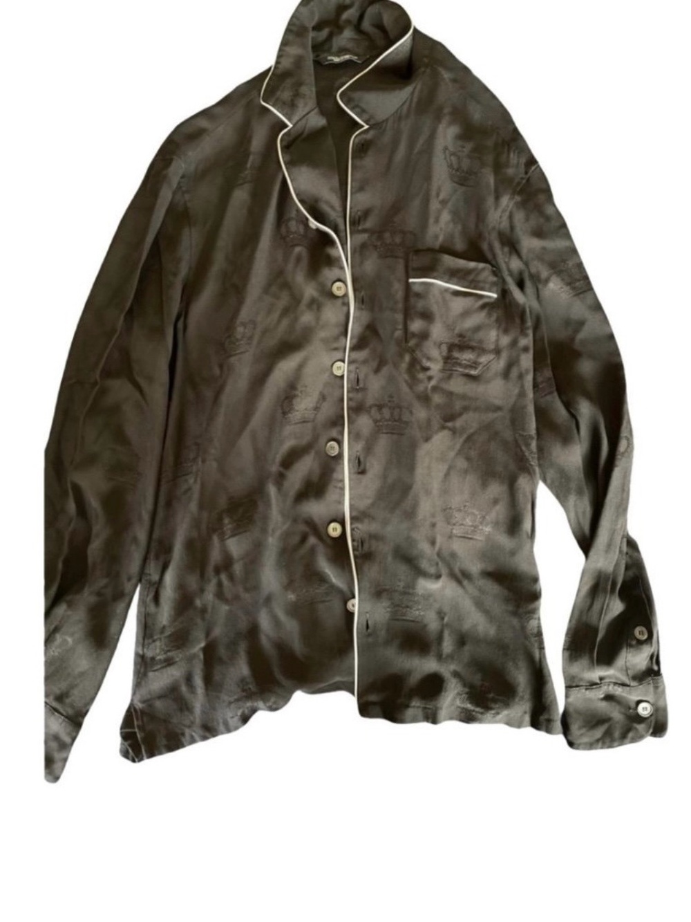Dolce Gabbana silk crown embroidered shirt men